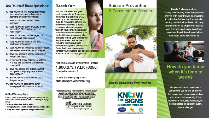 Suicide Prevention A Resource for Parents - Brochure